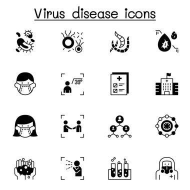Virüs Hastalığı, Covid-19, Corona virüs simgesi vektör illüstrasyon grafik tasarımı