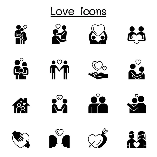 Conjunto Iconos Amor Contiene Iconos Como Abrazo Amistad Familia Romántico — Archivo Imágenes Vectoriales