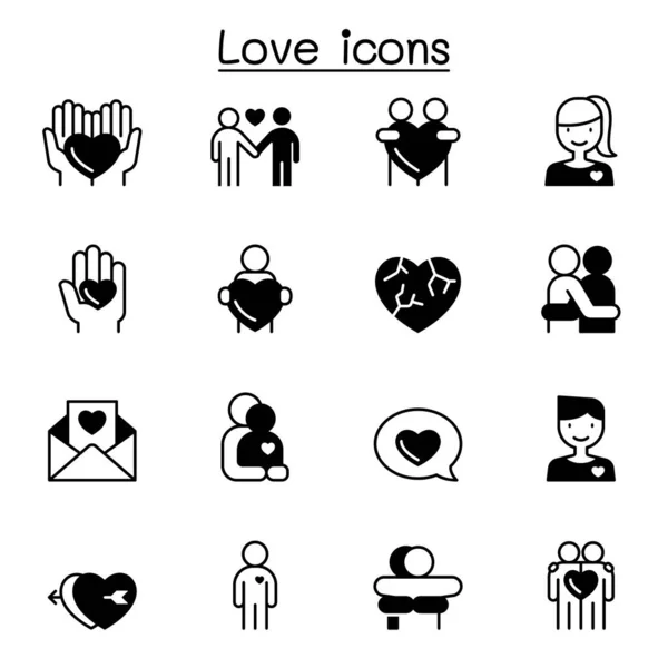 Iconos Amor Conjunto Vector Ilustración Diseño Gráfico — Archivo Imágenes Vectoriales