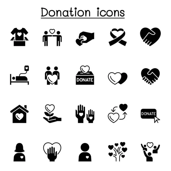 Donation Icons Set Vector Illustration Graphic Design — Stock Vector