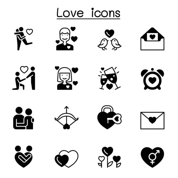 Aşk Simgesi Setinin Vektör Illüstrasyon Grafik Tasarımı — Stok Vektör