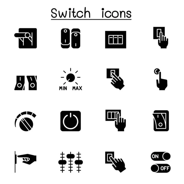 Schakelaar Pictogram Set Vector Illustratie Grafisch Ontwerp — Stockvector