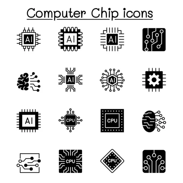 Τσιπς Υπολογιστών Και Εικονίδιο Ηλεκτρονικού Κυκλώματος Εικονογράφηση Διάνυσμα Γραφιστική Σχεδίαση — Διανυσματικό Αρχείο