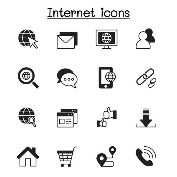 Internet Browser Pictogram Set Vector Illustratie Grafisch Ontwerp — Stockvector