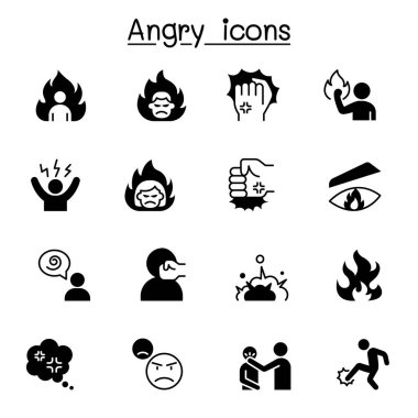 Kızgın Şiddet simgesi vektör illüstrasyon grafik tasarımını ayarla