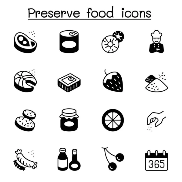 Tartósított Élelmiszer Ikonok Készlet Vektor Illusztráció Grafikus Tervezés — Stock Vector