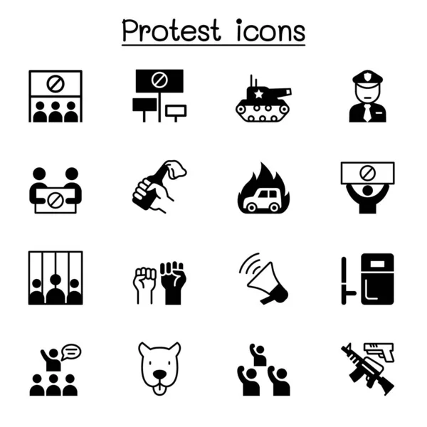 Ícones Protesto Conjunto Ilustração Vetorial Design Gráfico —  Vetores de Stock