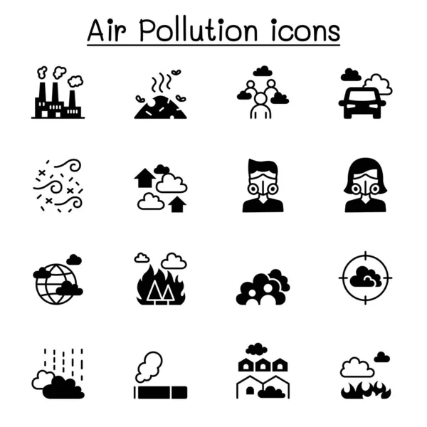 Icono Contaminación Del Aire Conjunto Vector Ilustración Diseño Gráfico — Vector de stock