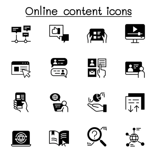 Online Content Icon Set Vektor Illustration Grafik Design — Stockvektor