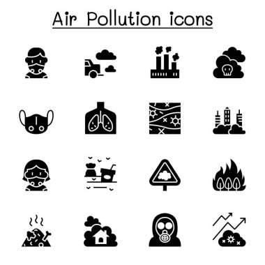 Hava kirliliği simgesi vektör illüstrasyon grafik tasarımını ayarladı