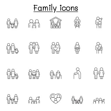 Aile simgeleri ince çizgi biçiminde ayarlandı