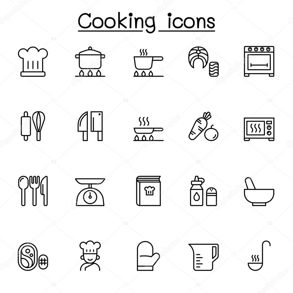 Cooking icon set in thin line style