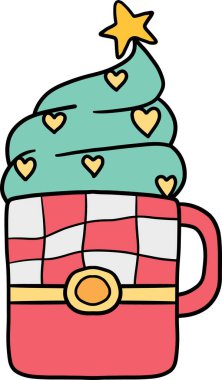 Naneli dondurmalı ve kalpli kaprisli noel kupası..