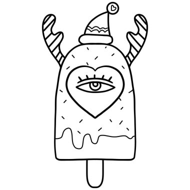 Noel süsleri ve neşeli bir tasarımı olan kaprisli dondurma..