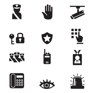 Siluet güvenlik Icons set