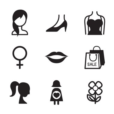 Kadın sembol simge vektör çizim seti