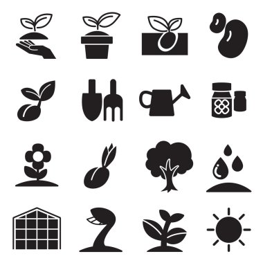  yetiştirmek ve bitki büyüme Icons set
