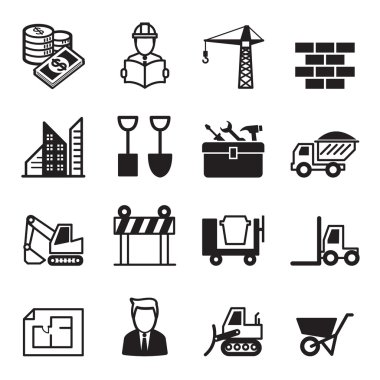 1 vektör çizim inşaat Icons set