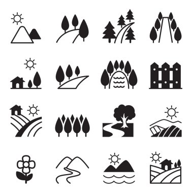 Vektör çizim manzara Icon set
