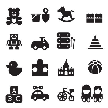 Oyuncak simgeler vektör ayarla illüstrasyon siluet