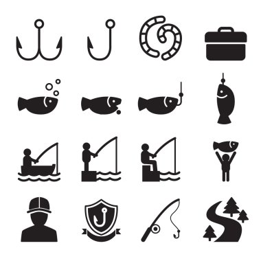 Vektör çizim balıkçılık Icon set