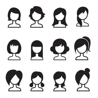 Kadın saç style Icon Set