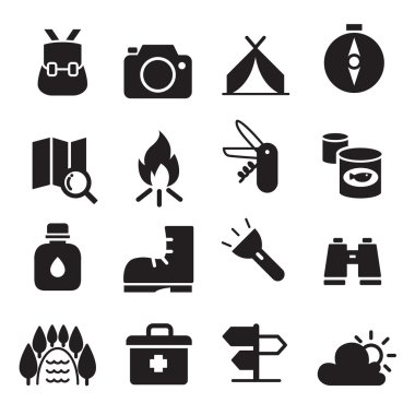 Vektör çizim kamp Icon set