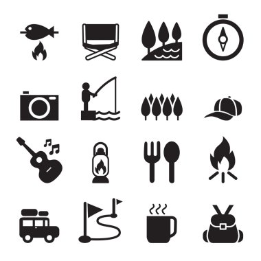 2 vektör çizim kamp Icon set