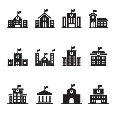 Okul binası Icons set