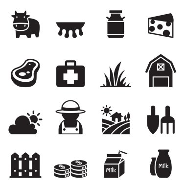 Süt çiftliği Icons set