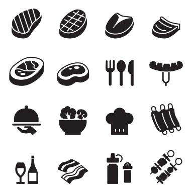  Temel biftek Icons set