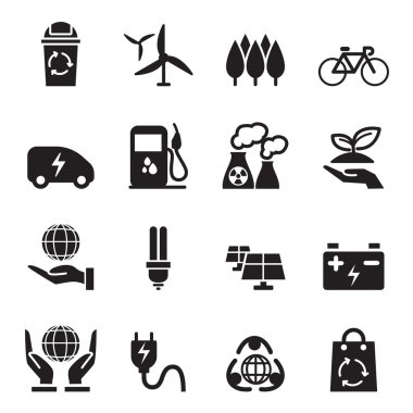 Siluet Dünya Kaydet Icons set