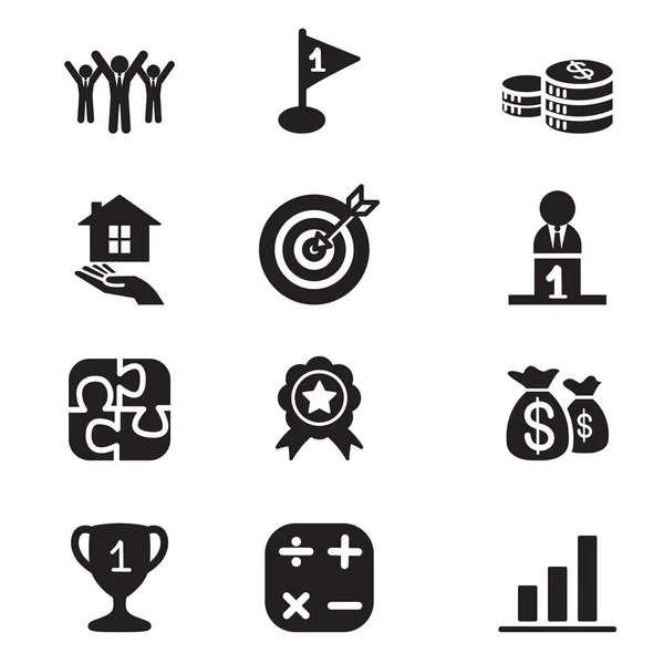 Silhueta Objectivo de negócio Conjunto de ícones conceito — Vetor de Stock