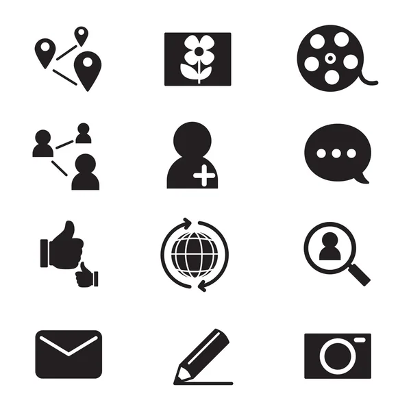 Silhouette Conjunto de iconos de redes sociales — Vector de stock