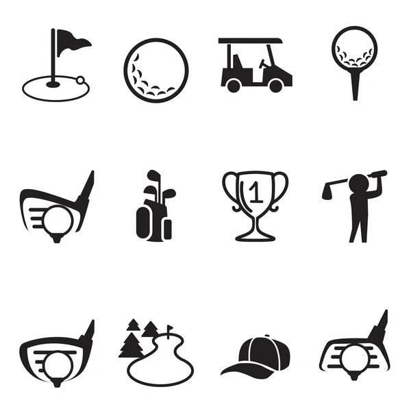 Golfové ikony nastavit vektorové ilustrace symbolu — Stockový vektor