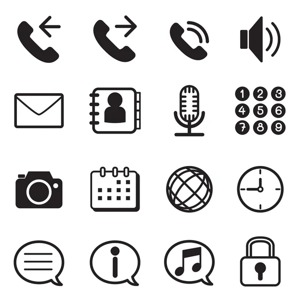 Mobilní telefon & smartphone ikony aplikací sada vektorové ilustrace symbolu — Stockový vektor