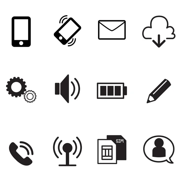Smartphone základní aplikací ikony nastavit vektorové ilustrace symbolu — Stockový vektor