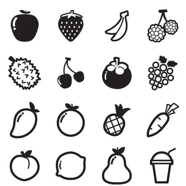 Iconos de frutas Ilustración de símbolo vectorial — Vector de stock