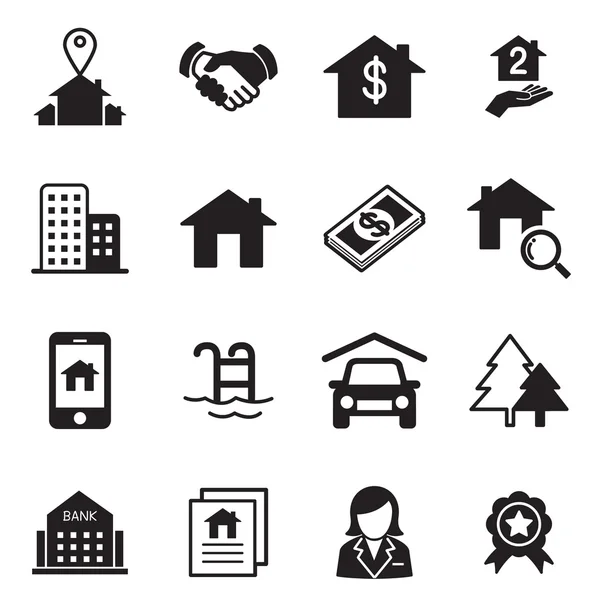 Icone immobiliari Set di simboli per illustrazione vettoriale — Vettoriale Stock