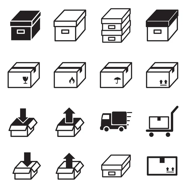 Box & icone di consegna logistica. Simbolo di illustrazione vettoriale — Vettoriale Stock