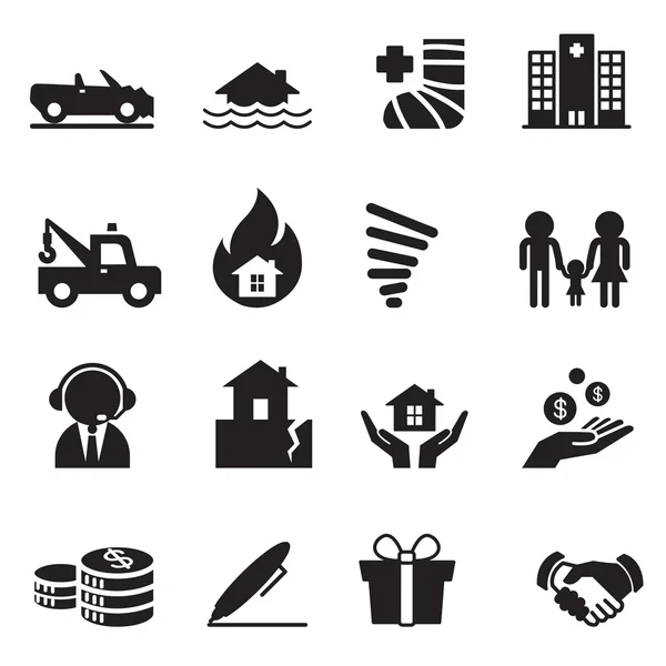 Iconos de seguros Vector Illustration Symbol Set 2 — Archivo Imágenes Vectoriales