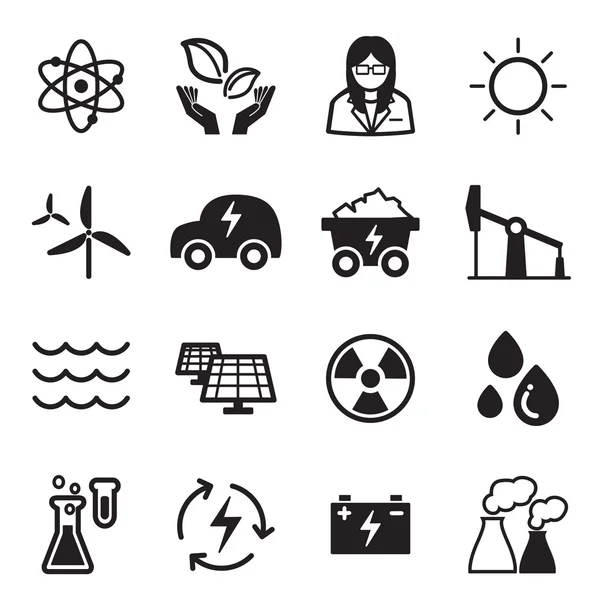 Iconos de tecnología de energía verde Ilustración vectorial — Vector de stock
