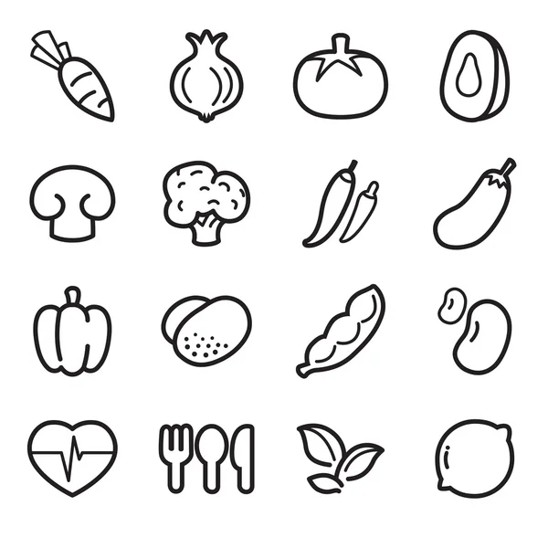 Zeleninové ikony nastavit vektorové ilustrace — Stockový vektor