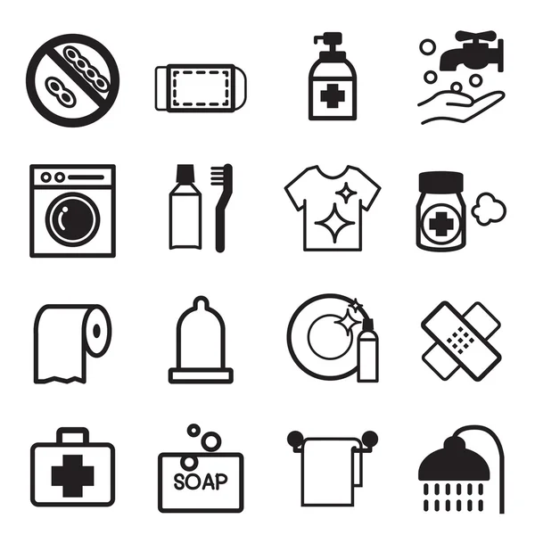 Icone di igiene set illustrazione vettoriale — Vettoriale Stock