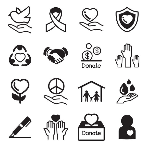 Основные иконки "Пожертвовать" и "Благотворительность"
