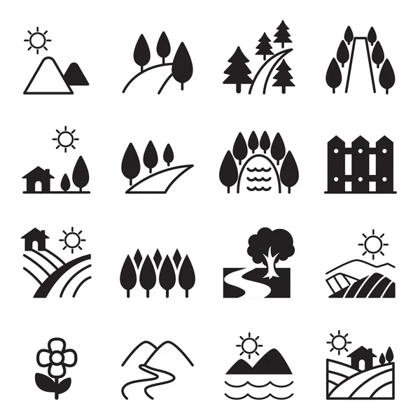 Icono del paisaje Set Vector ilustración — Archivo Imágenes Vectoriales