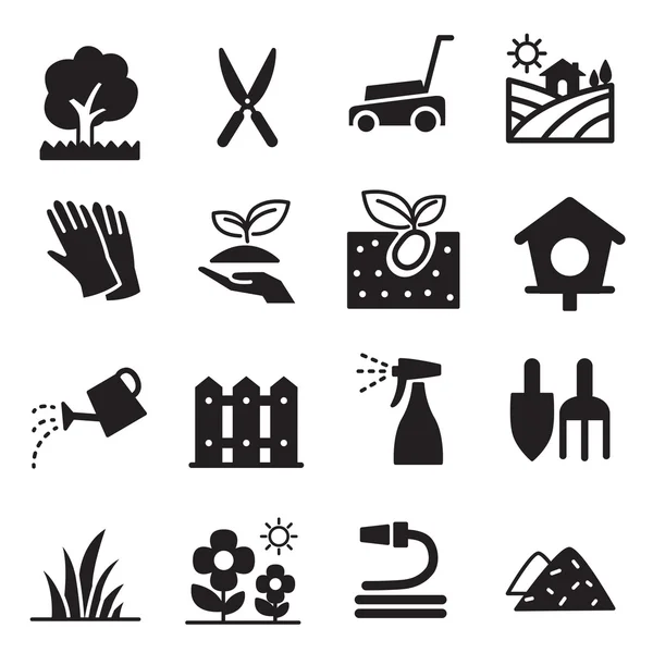 Silueta Iconos de césped Ilustración vectorial — Vector de stock