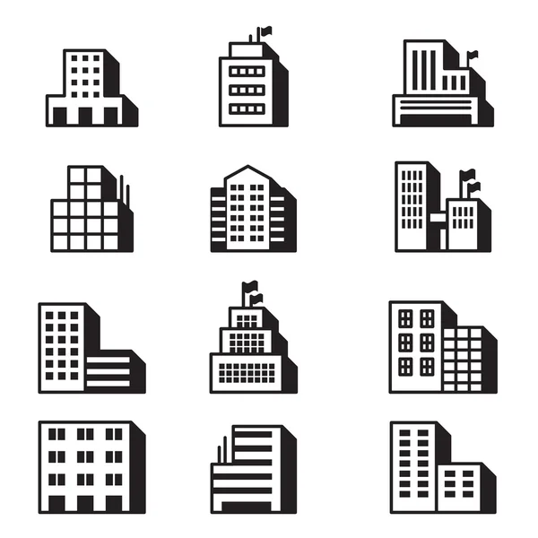 Ícones de construção Conjunto de símbolos de ilustração vetorial — Vetor de Stock