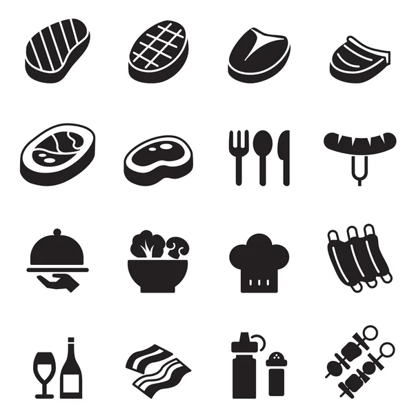 Basic Steak Icons Set — Stockvektor