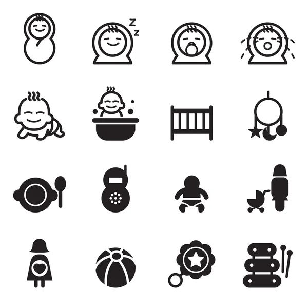 Iconos básicos del bebé Ilustración vectorial — Archivo Imágenes Vectoriales